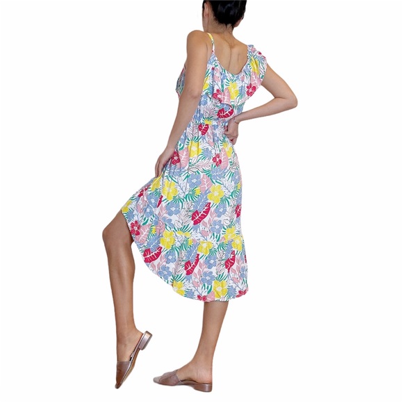 BCBG Pastel Floral Sleeveless Ruffle Highlow Dress - Picture 2 of 9